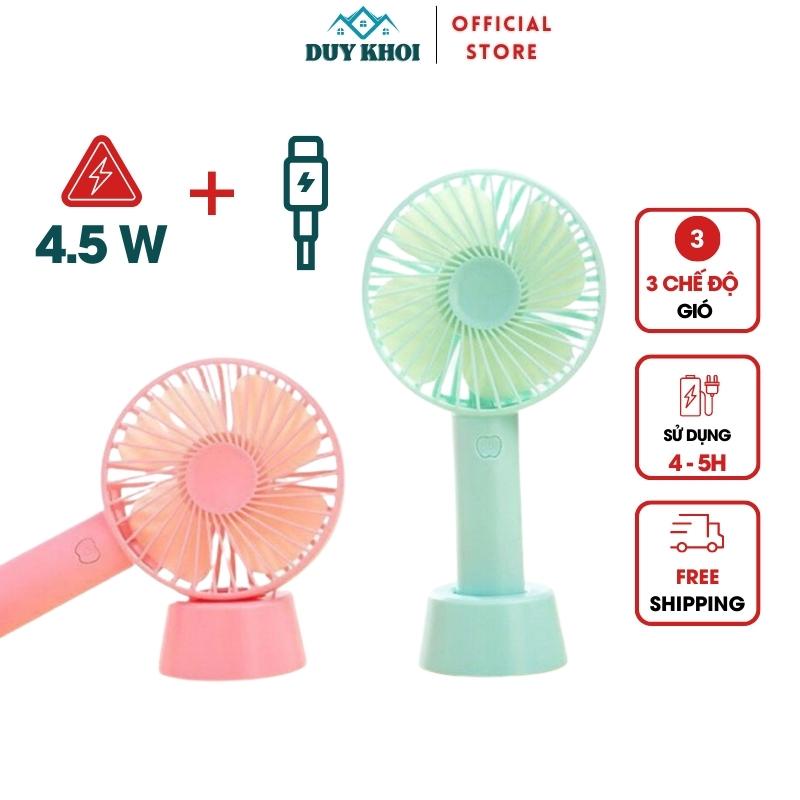Quạt mini cầm tay, Quạt tích điện để bàn 3 chế độ thông minh Full box Pin dây sạc tốc độ gió N9