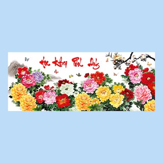 Tranh dán tường HD Hoa mẫu đơn Phú Quý HUD0123 phủ kim sa
