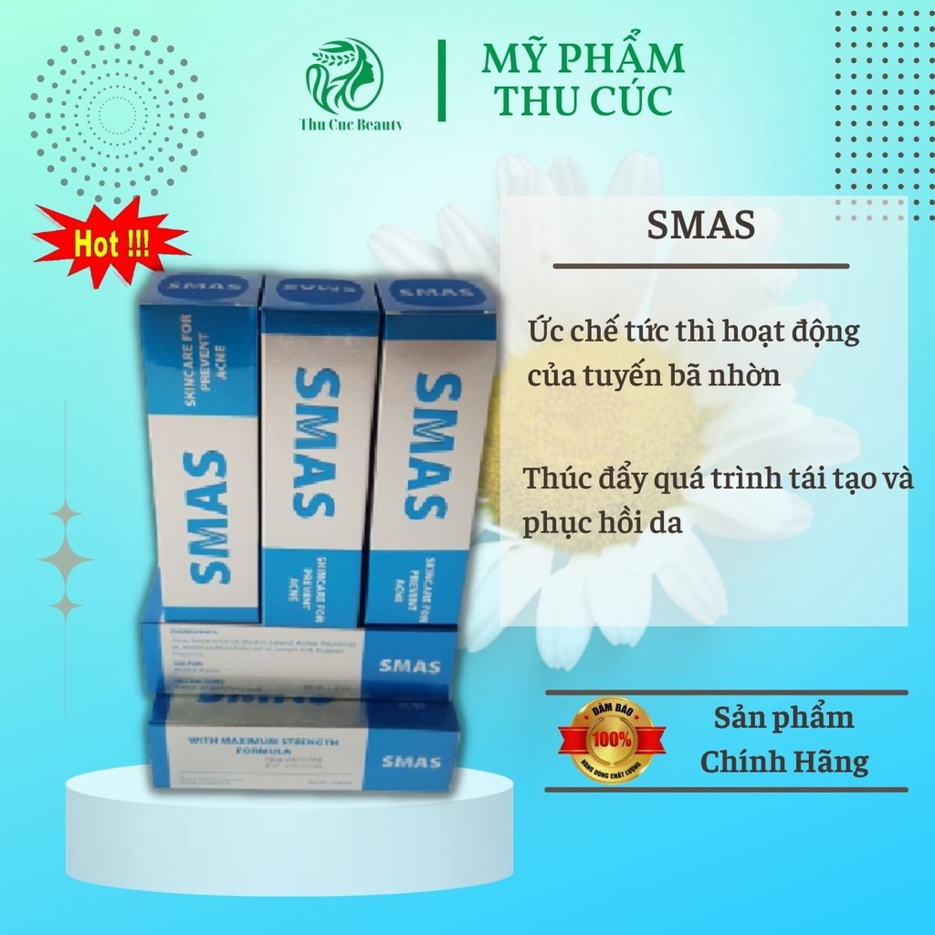 Sữa rửa mặt và Kem mụn Smas chính hãng Hàn Quốc 25g. Loại bỏ tất cả các loại mụn, bã nhờn, giảm viêm, nhiễm.