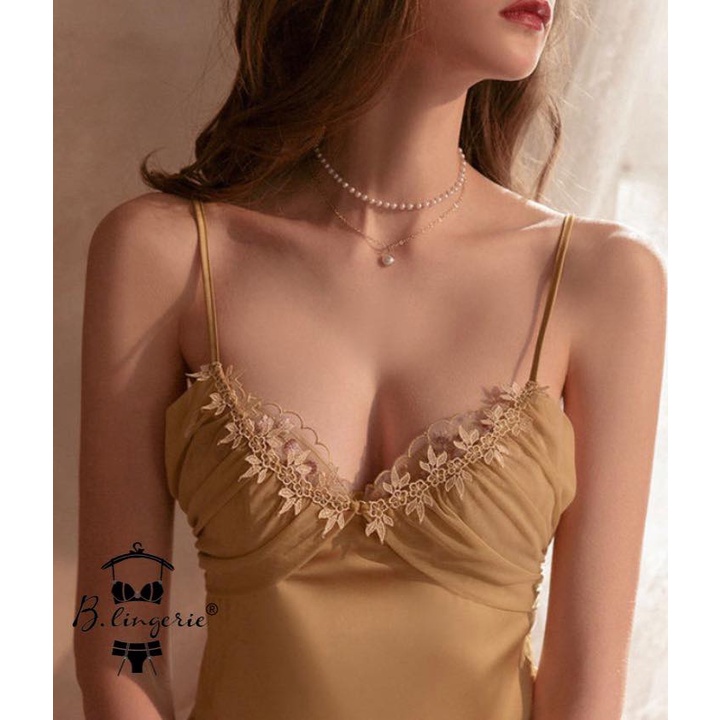 Váy Ngủ Satin Cổ Điển - B.Lingerie