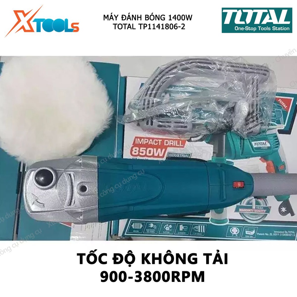 Máy đánh bóng TOTAL TP1141806-2 (TP1141806) chà nhám bề mặt 220V-240V/50Hz-60Hz 1400W (180mm) 3,9kg Màu xanh [XTOOLS]