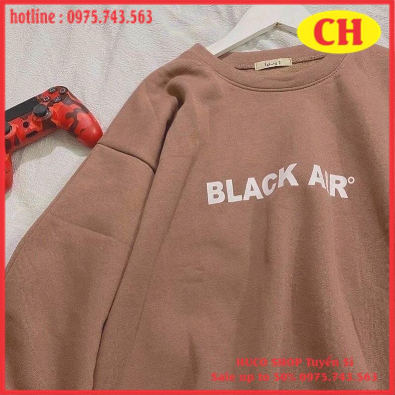 Áo Thun sweater Dài tay BLACK nam nữ, Áo nỉ cổ tròn trần bông màu nâu  tay bồng form thụng hodie unisex freesize | BigBuy360 - bigbuy360.vn