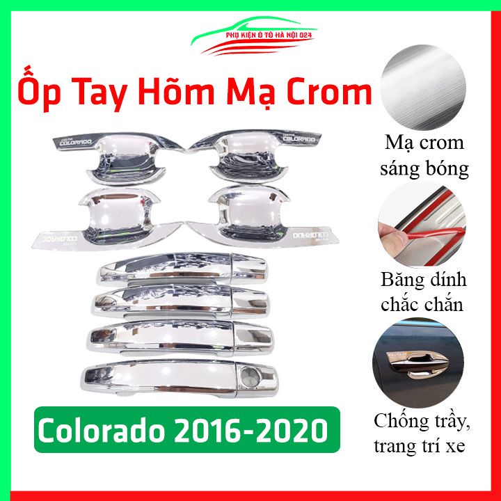 Ốp tay hõm mạ crom Colorado 2016-2017-2018-2019-2020 sáng bóng chống trầy bảo vệ cửa xe ô tô