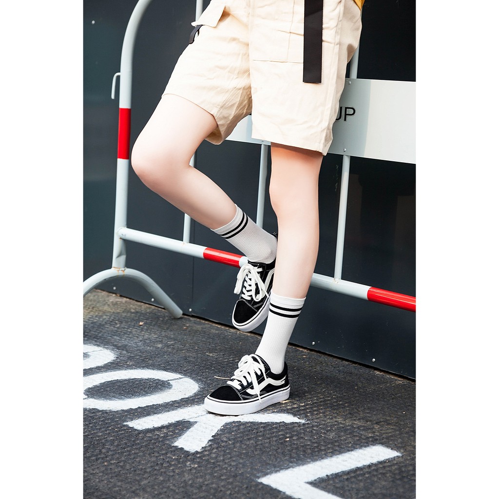 Tất vớ thể thao thời trang nam nữ kẻ ngang vintage nhiều màu cá tính