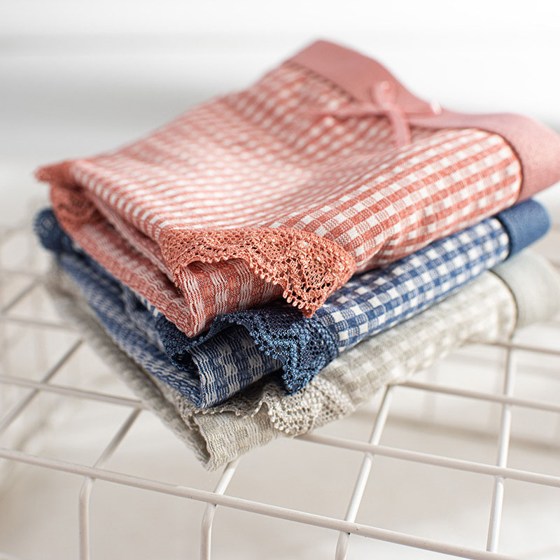 Quần lót cotton sọc ca-rô xinh xắn dành cho nữ | BigBuy360 - bigbuy360.vn