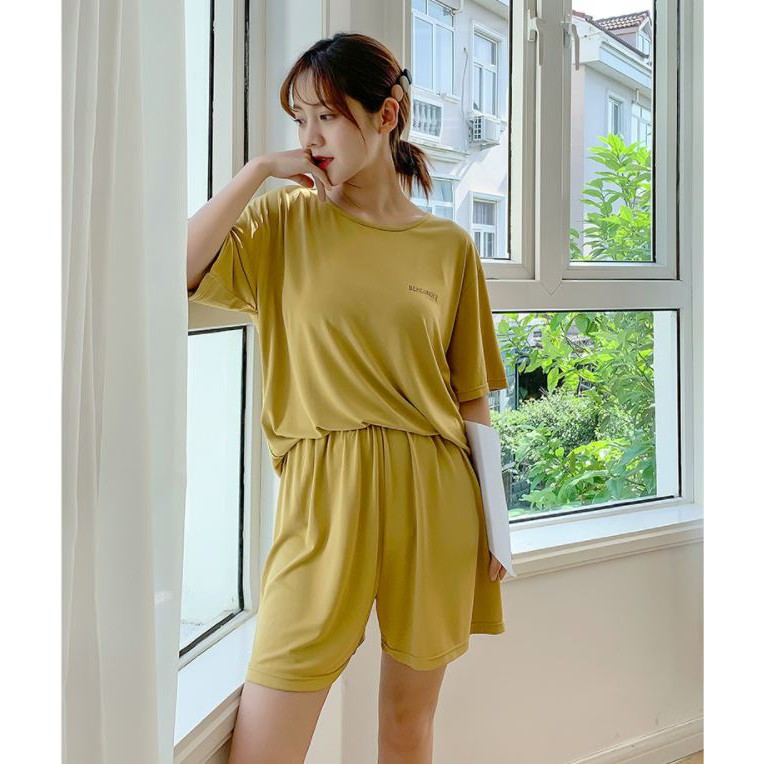Bộ đồ ngủ mùa hè cotton Hàn Quốc Sanduoer quần short ngắn tay cổ tròn cao cấp mặc mát nhẹ