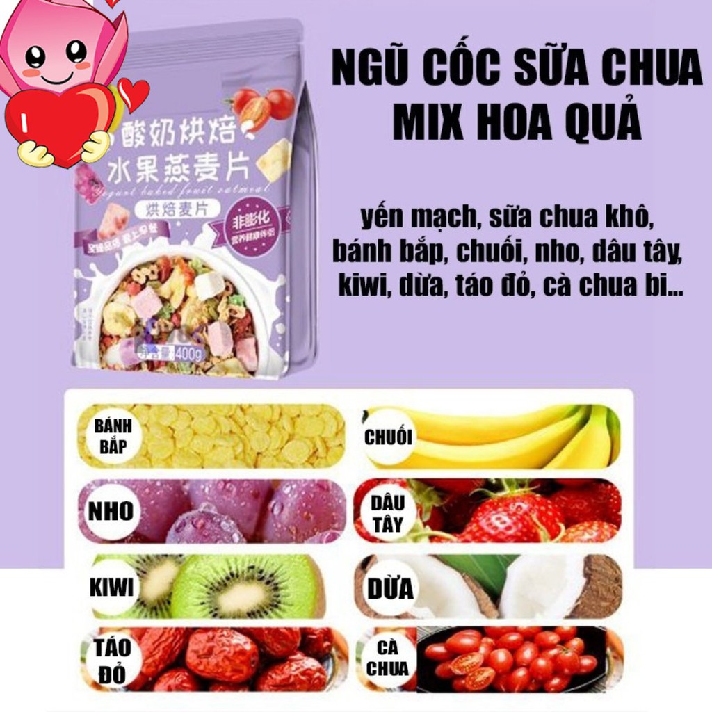 [ĂN KIÊNG] Ngũ cốc sữa chua mix hạt, hoa quả YOGURT FRUIT