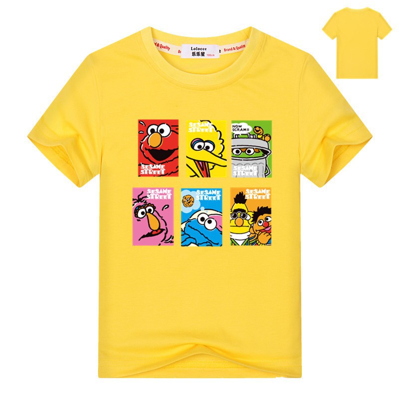 Sesame Street Boy T Shirt Elmo, Cookie Monster &amp; Best Friends Tee Áo sơ mi nữ ngắn tay Tee