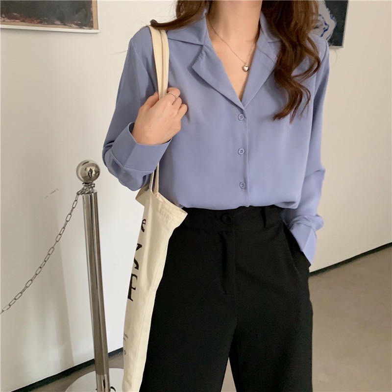 Áo Sơmi Nữ Dài Tay Cổ Vest Dáng Basic Nhiều Màu Áo Sơmi Nữ Công Sở Thanh Lịch 2022 | BigBuy360 - bigbuy360.vn