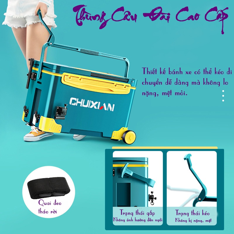 Thùng Câu Đài CHIXUAN Đa Năng Thể Tích 36 Lít Cao Cấp Giữ Nhiệt Cực Tốt, Thách Thức Mọi Địa Hình Khi Đi Câu Cá