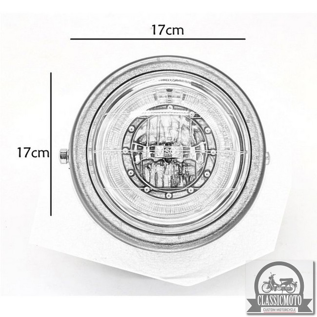 ĐÈN PHA XE MÁY ĐỘ CLASSIC - Đèn pha led viền xanh độ Cafe Racer Tracker CG125 SU GN125 Win