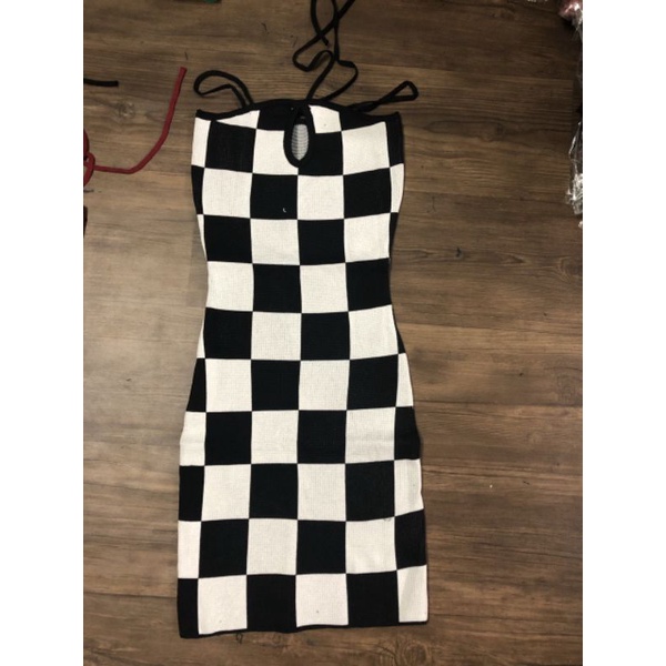 Váy đầm len body 2 dây sexy hoạ tiết caro hàng len QC