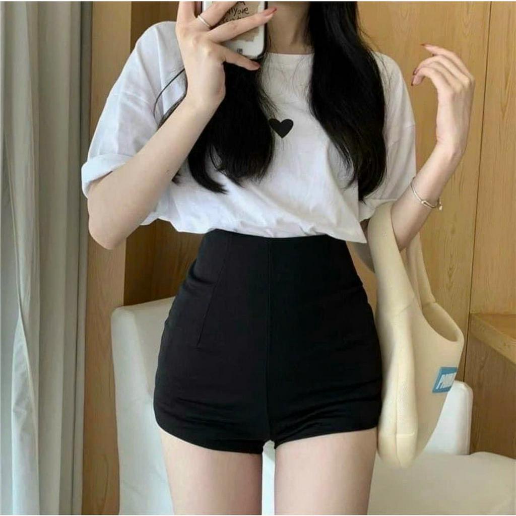 Quần đùi nữ vải cotton co giãn thoải mái cạp chun lưng cao