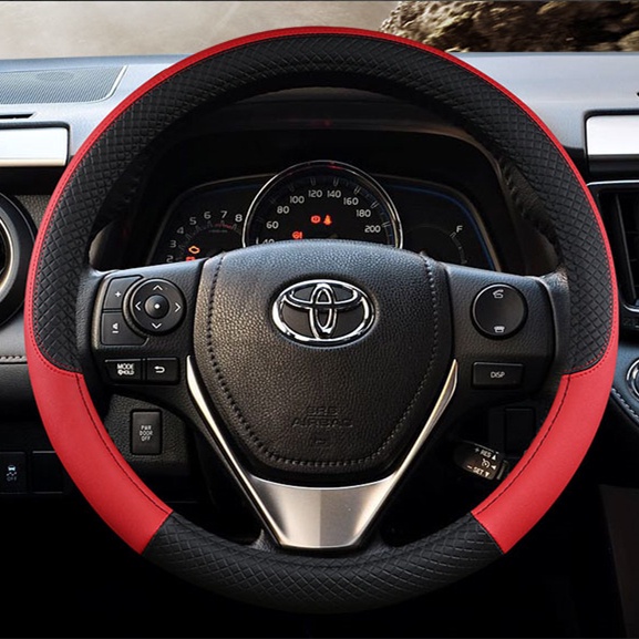 Vỏ Bọc Vô Lăng Xe Hơi Toyota Camry Vios Altis Rush Avanza Vellfire Hilux Wish Innova 38cm Bằng Da PU Chống Trượt
