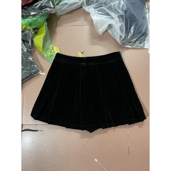 CHÂN VÁY NHUNG XOÈ XẾP LY CÓ LÓT QUẦN MS19332 (M3-2)