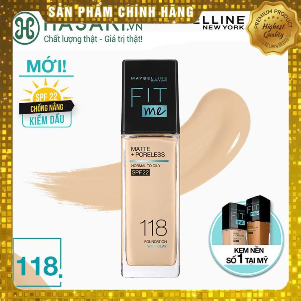 Kem Nền Maybelline Mịn Nhẹ Kiềm Dầu Chống Nắng Matte Poreless Foundation SPF 22 30ml