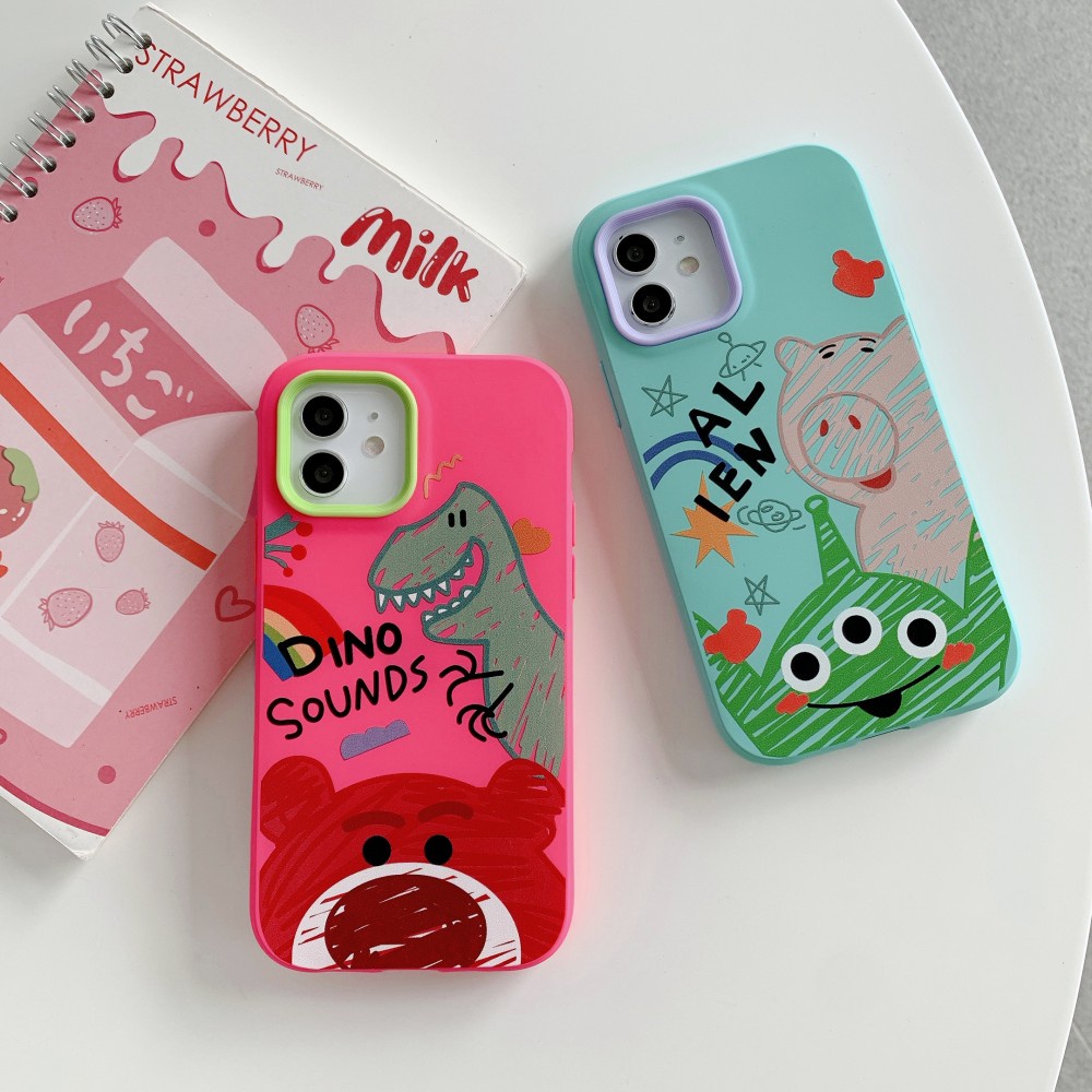 Ốp Điện Thoại Silica Gel Lỏng 3 Trong 1 In Hình Gấu Dâu Tây / Quái Vật Đáng Yêu Cho Iphone 12 Pro Max 11 Pro Max Xs Max Xr Xs X 7 8 Plus