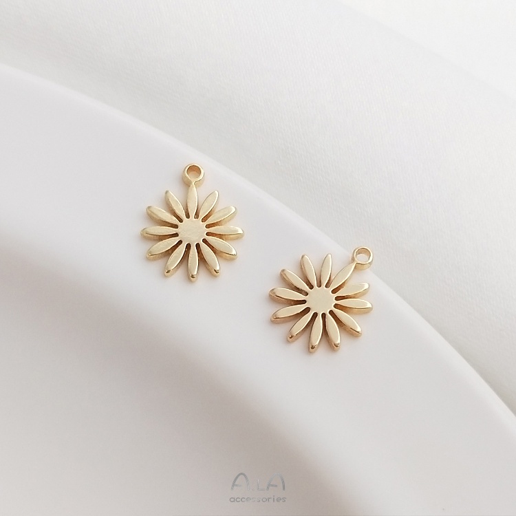 █A.ιA゜14K Vàng●1 Cái°Mặt Dây Chuyền Hình Hoa Cúc / Ngôi Sao / Bông Tuyết Mạ Vàng 14k Tự Làm Thủ Công diy