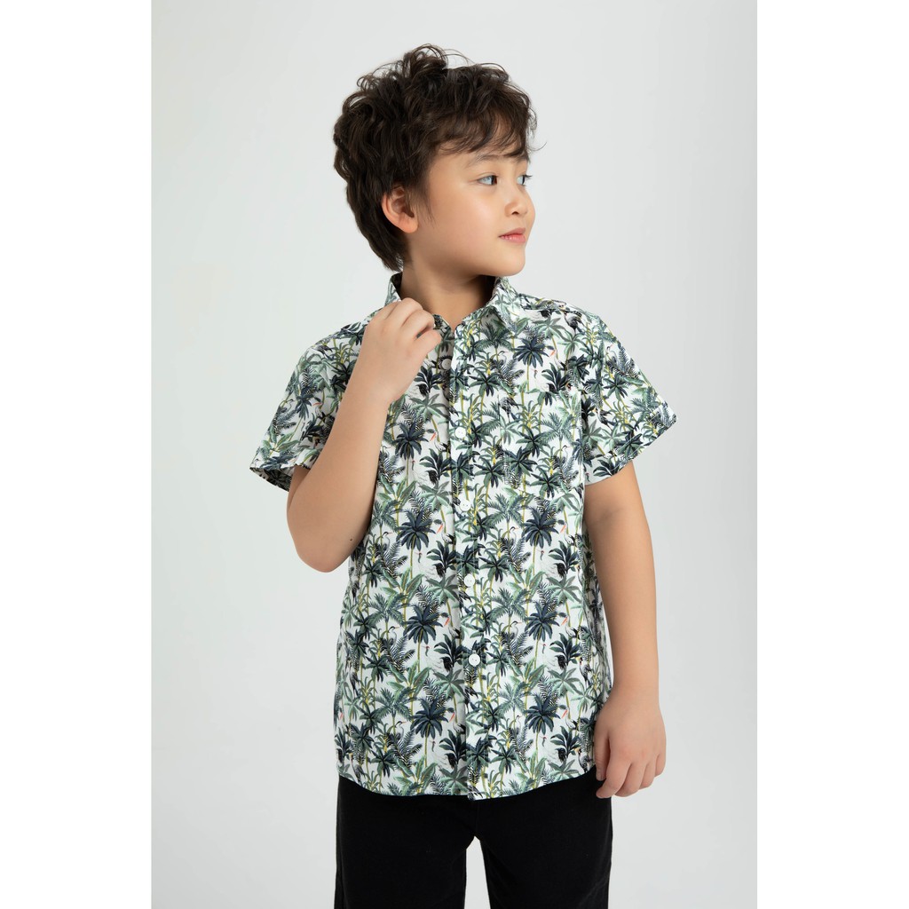 Áo sơ mi họa tiết lá bé trai IVY moda MS 16K1210