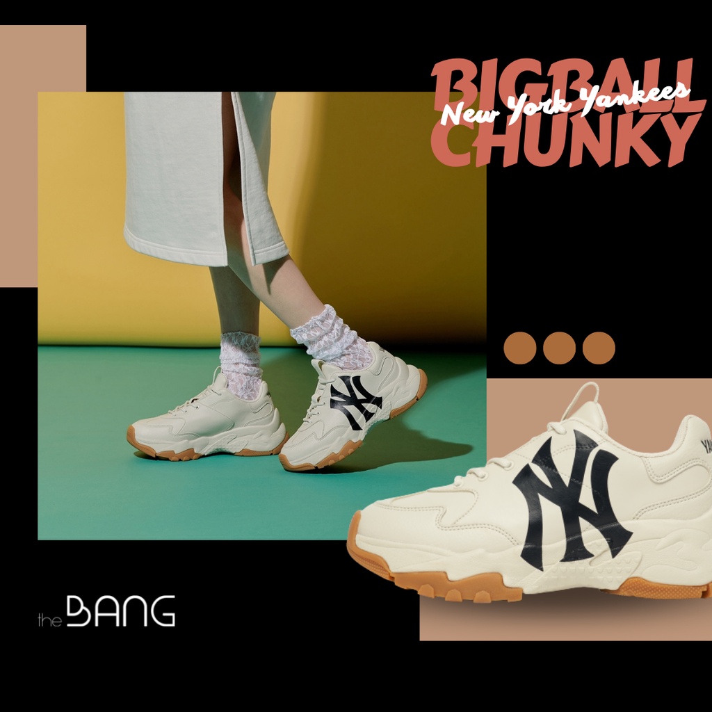 [Chính hãng authentic] Giày MLB CHUNKY NY độn đế, Giày MLB Chính Hãng CHUNKY Bigball Chunky New York Yankees,