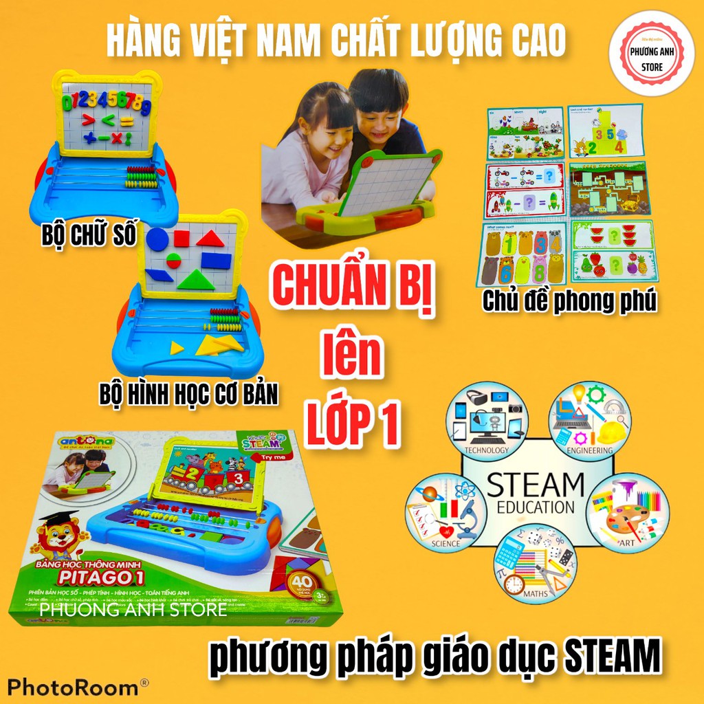 Bảng nam châm chữ số hình học PITAGO theo phương pháp STEAM 🧡HÀNG VN🧡 đồ chơi thông minh giáo dục sớm cho trẻ 3-6 tuổi