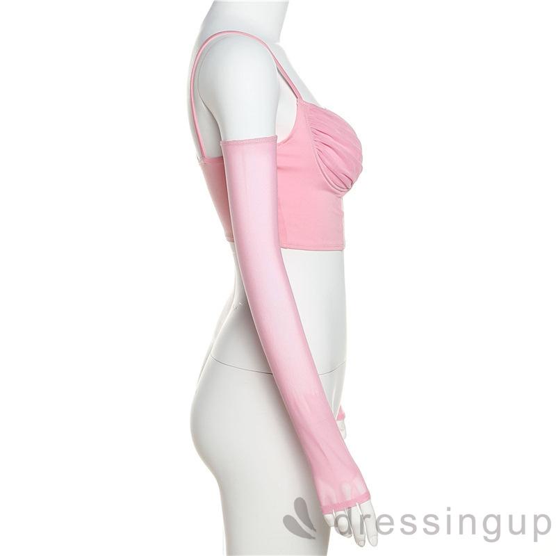 Áo ngắn cổ chữ V tay lửng màu sắc đơn giản cho nữ