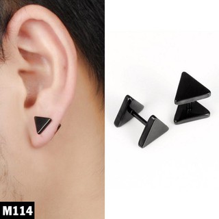 Bộ 2 Bông Tai Nam Hình Tam Giác Inox Đen Đẹp Giá Rẻ Chất Lượng