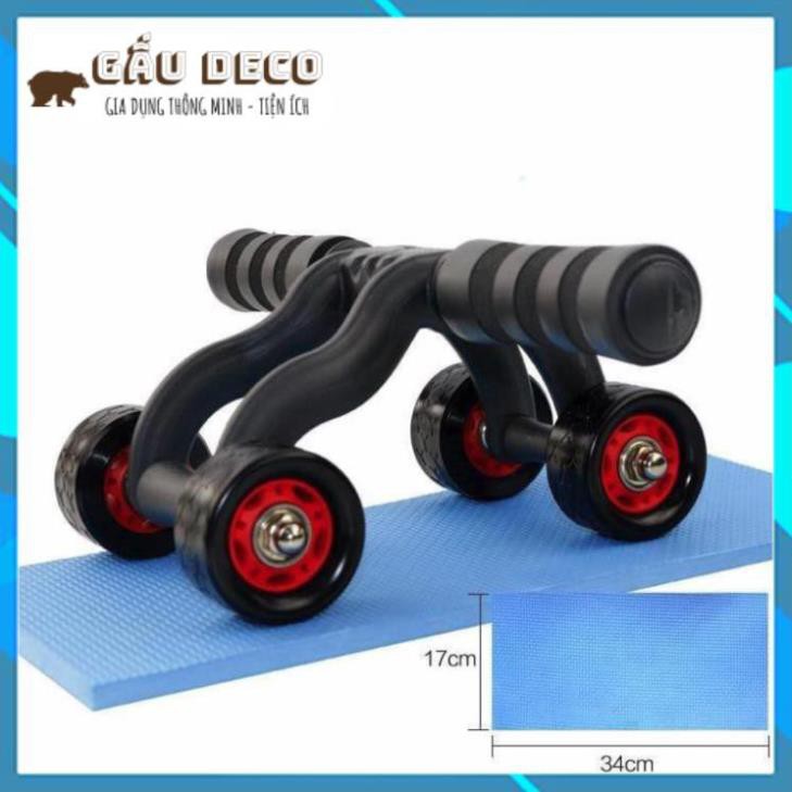 Dụng Cụ Tập Thể Dục [FREESHIP] , Con lăn tập cơ bụng 4 bánh + Tặng kèm thảm gối