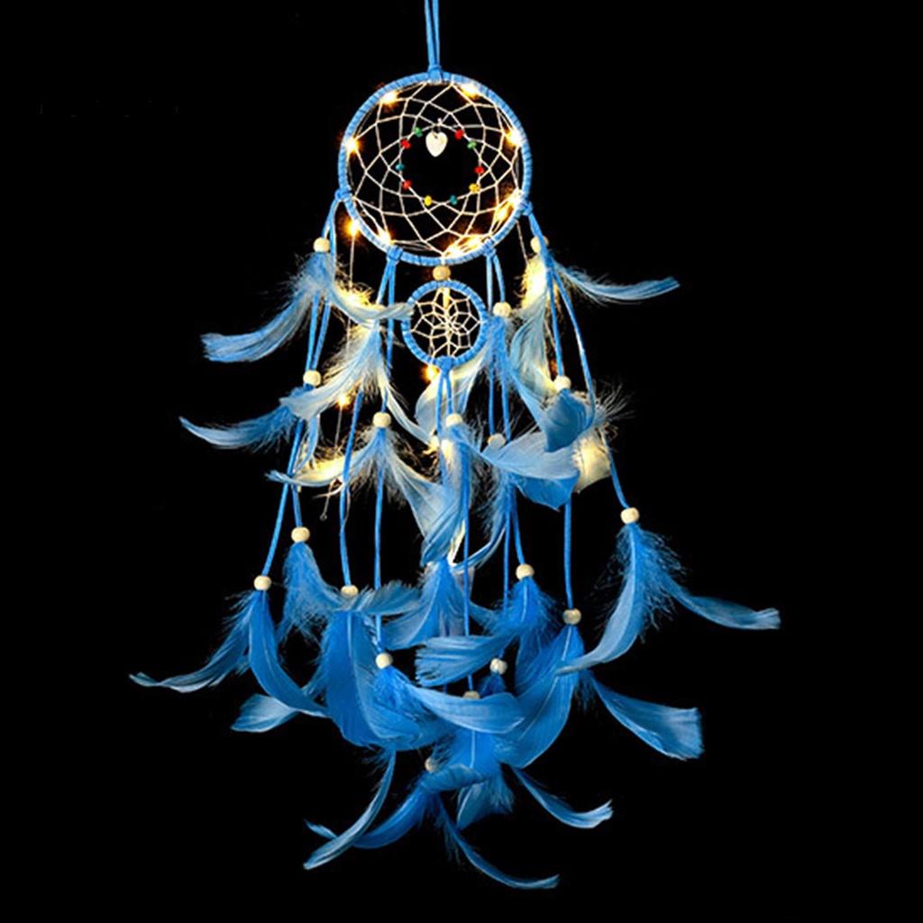 Vòng Bắt Giấc Mơ Dệt Tay Có Đèn LED Trang Trí Nhà Ở