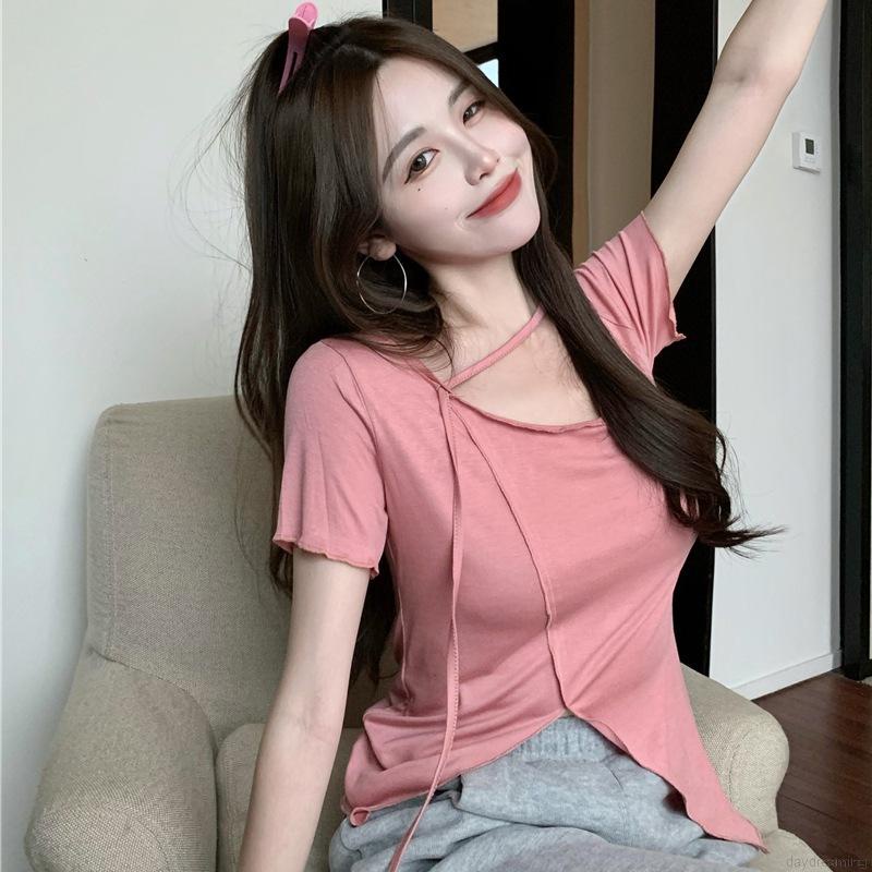 Áo Croptop Tay Ngắn Thiết Kế Độc Đáo Thời Trang Mùa Hè Cho Phái Nữ