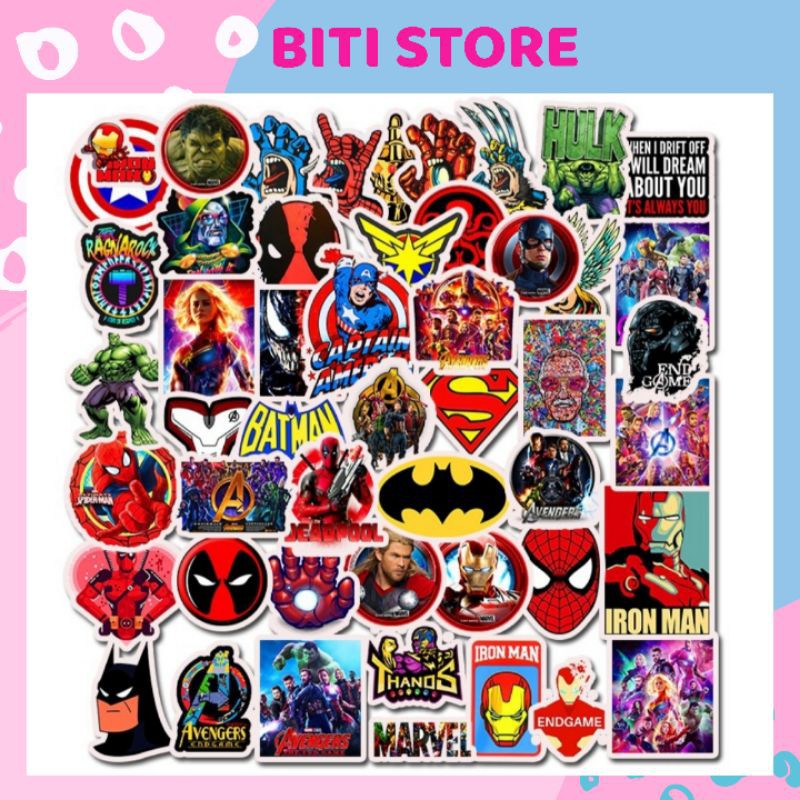 Set 50 Sticker [GIÁ TỐT] Chống Thấm Nước Chủ Đề Anh Hùng BiTi T403