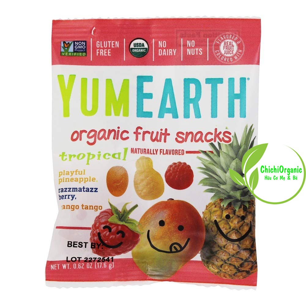 Kẹo Dẻo Trái Cây Nhiệt Đới Hữu Cơ YumEarth 19,8g