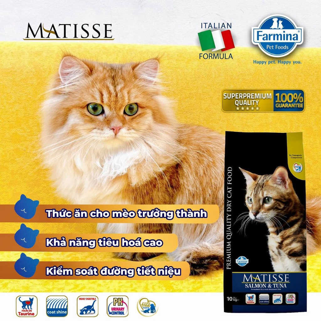 HẠT THỨC ĂN MÈO VỊ CÁ HỒI - CÁ NGỪ MATISSE Ý