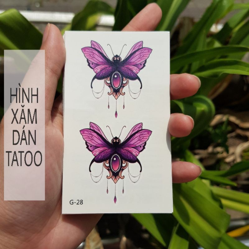 Hình xăm bướm g28. Xăm dán tatoo mini tạm thời, size &lt;10x6cm