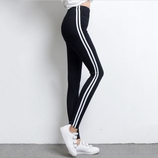Quần Legging Đen 2 Sọc Trắng #AGE2X