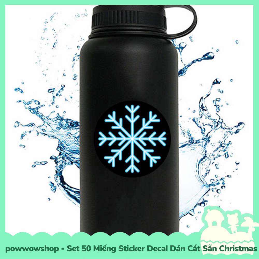 [Sẵn VN - Hỏa Tốc] Set 50 Miếng Sticker Decal Cắt Sẵn DIY Dán Trang Trí Vật Dụng Mẫu Christmas Tree Neon Darken