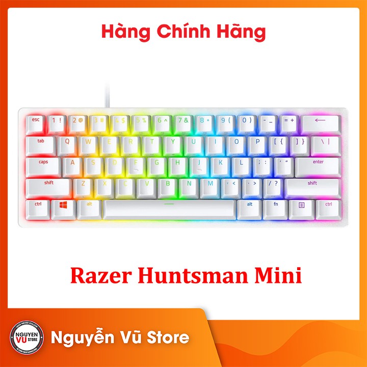 Bàn phím cơ Razer Huntsman Mini 60% Optical Gaming Keyboarrd Clicky Purple Switch Mercury - Hàng Chính Hãng