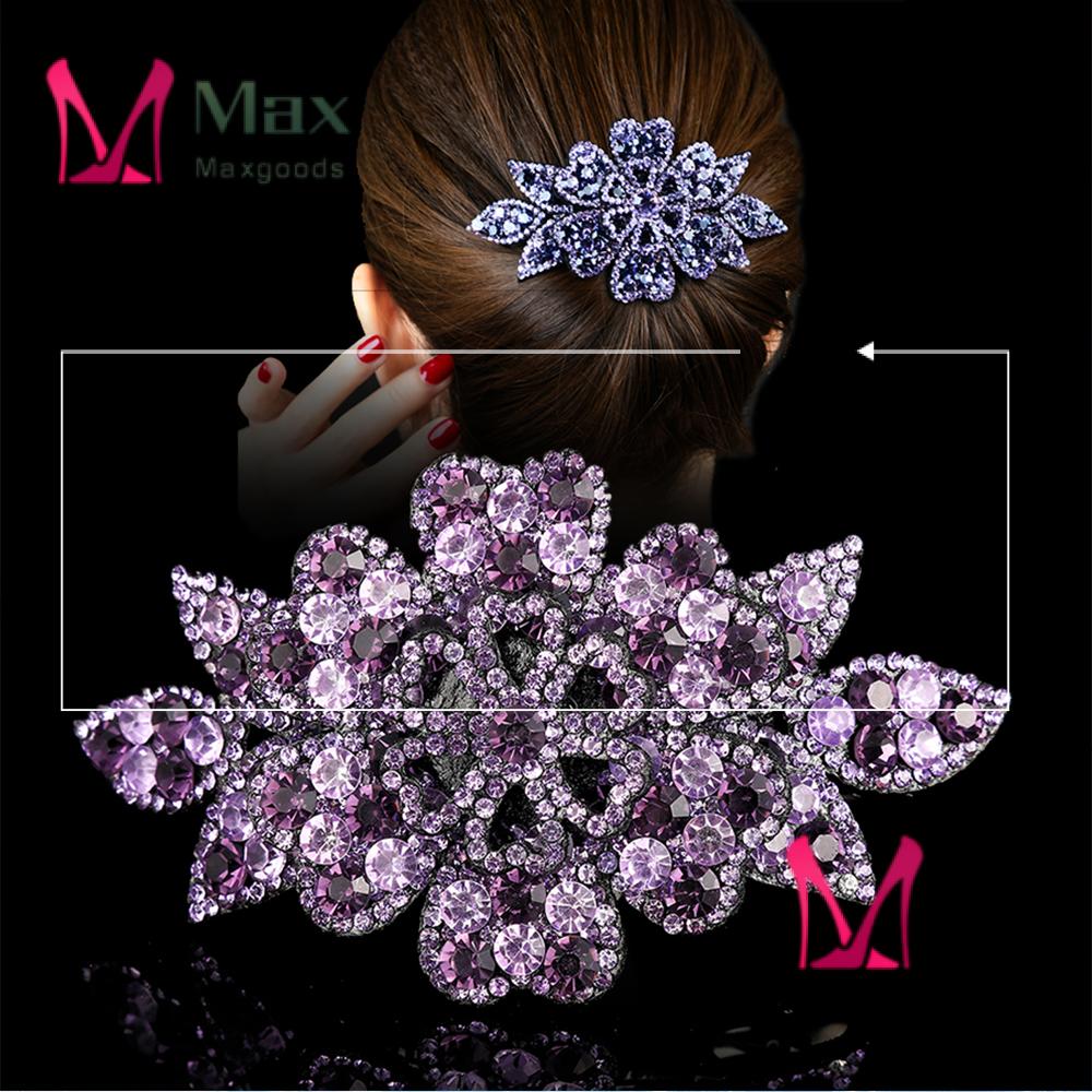 Cổ Điển MAX|Kẹp Tóc Thời Trang Xinh Xắn Cho Nữ|Kẹp Tóc Đính Hoa Màu Xám/Hồng/Đỏ Thời Trang Thanh Lịch Cho Nữ