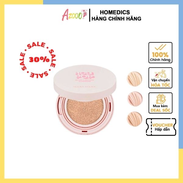 Phấn nước Holika Holika Holi Pop Blur Lasting Cushion, chống nắng SPF50+ PA+++ 13g Azooo