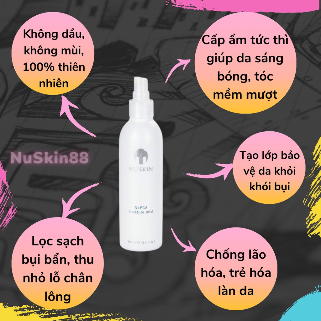 Xịt khoáng dưỡng ẩm Nuskin NaPCA Moisture Mist chống lão hóa 250ml