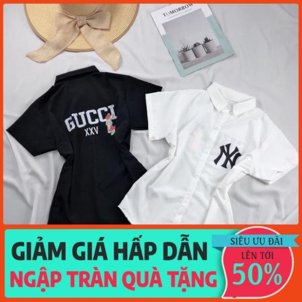 Áo sơ mi tay ngắn in logo ở ngực {hình chụp thật} !