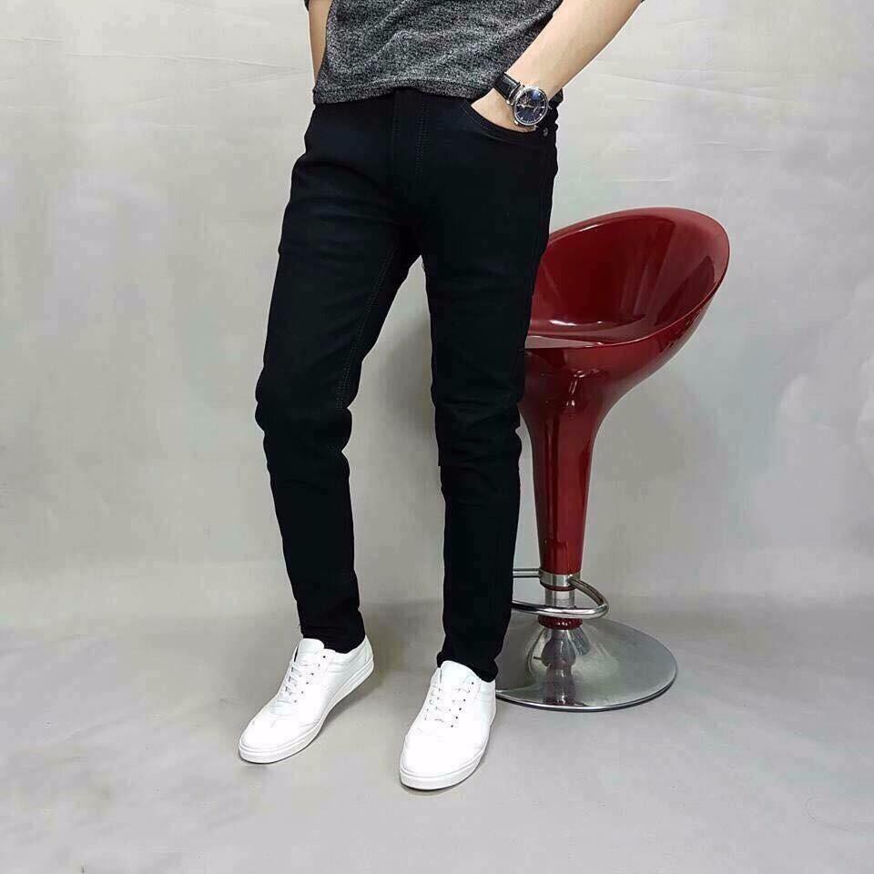 Quần Jeans Nam Rách Gối Đen Trơn | BigBuy360 - bigbuy360.vn