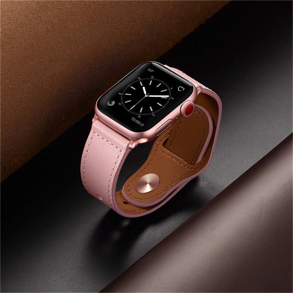 Dây đeo bằng da thật cho đồng hồ thông minh Apple Watch Series 7/6/5/4/3 /SE 45mm/40mm/42mm/38mm /41mm/44mm