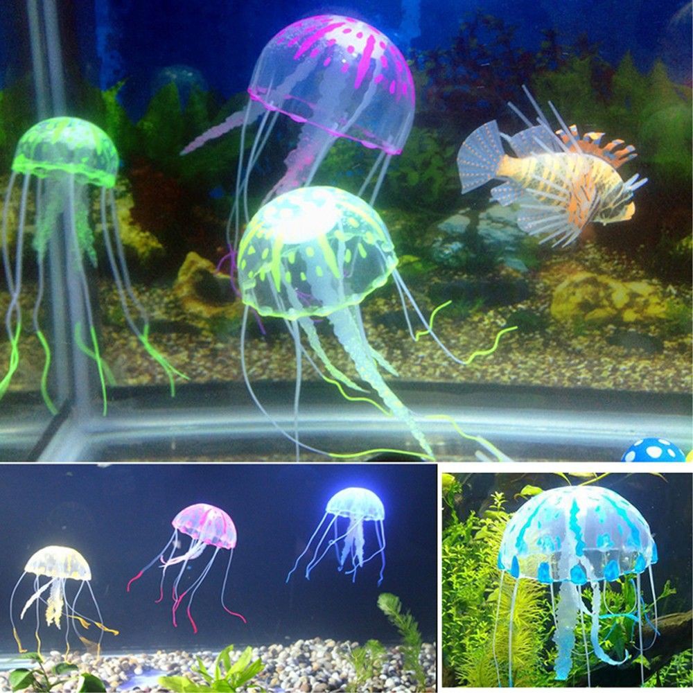 Phụ kiện trang trí bể cá tạo hình con sứa giả phát sáng