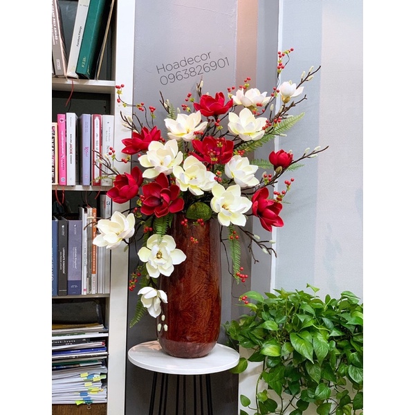 Bình hoa mộc lan giả chất liệu PU cao cấp trưng bày phòng khách…