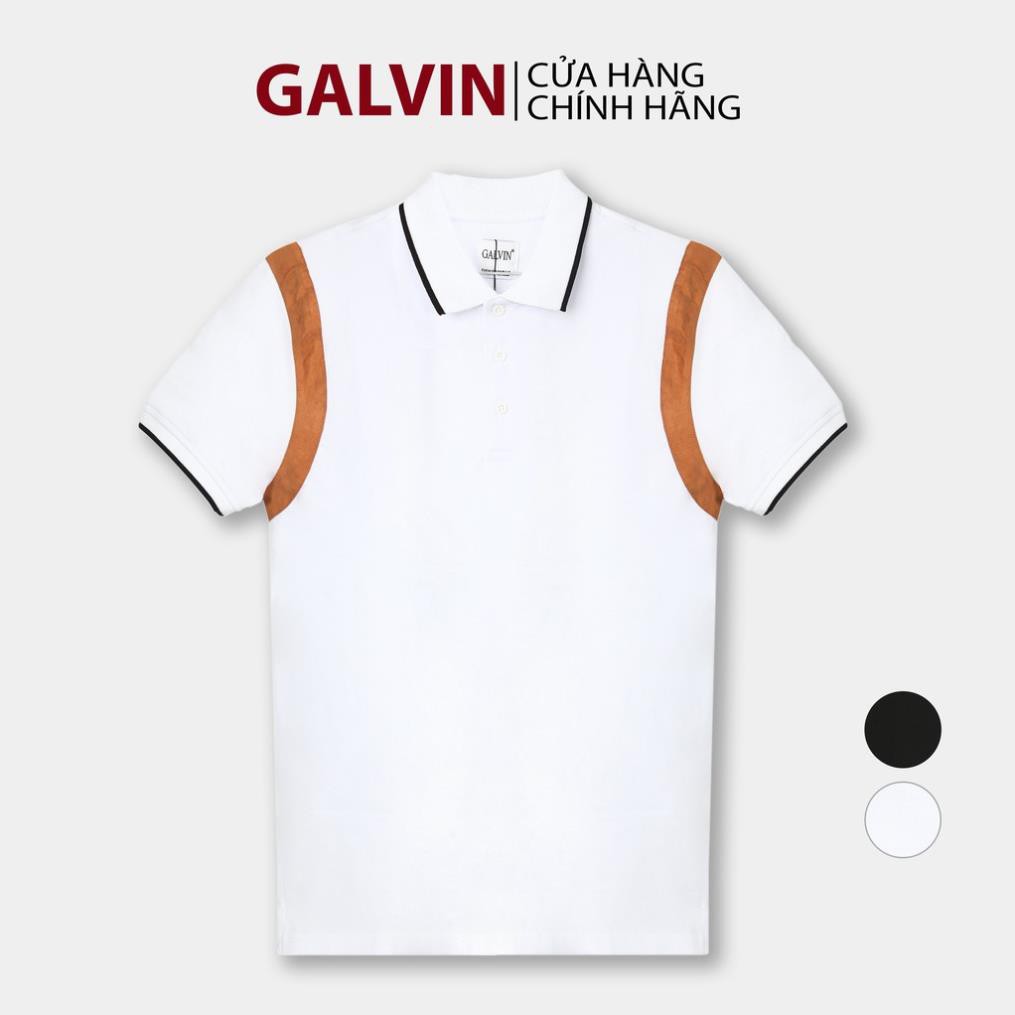 Áo polo Teddy nam phối da lộn Galvin chất cá sấu cotton co giãn form slim PLGV45 !