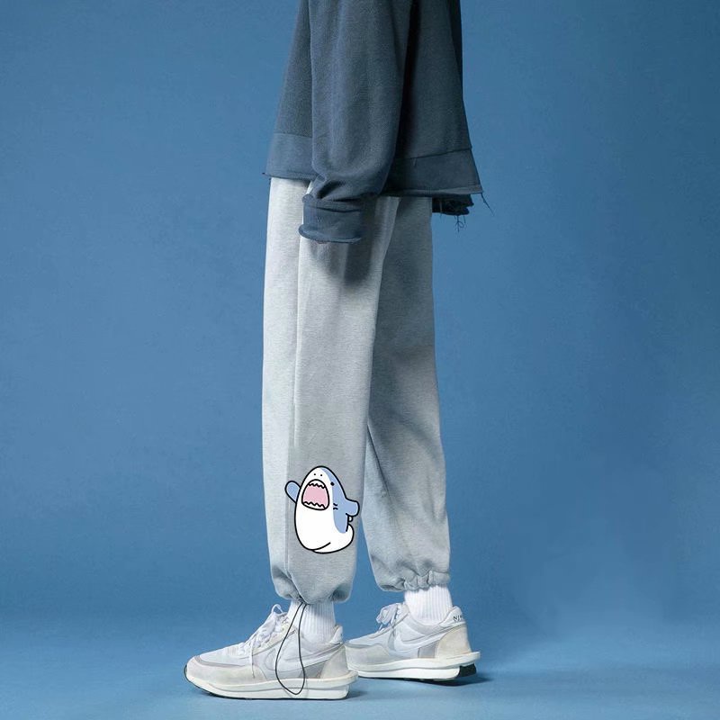 Quần dài thể thao in hình cá mập cỡ lớn S-3XL thời trang mùa thu cho nam