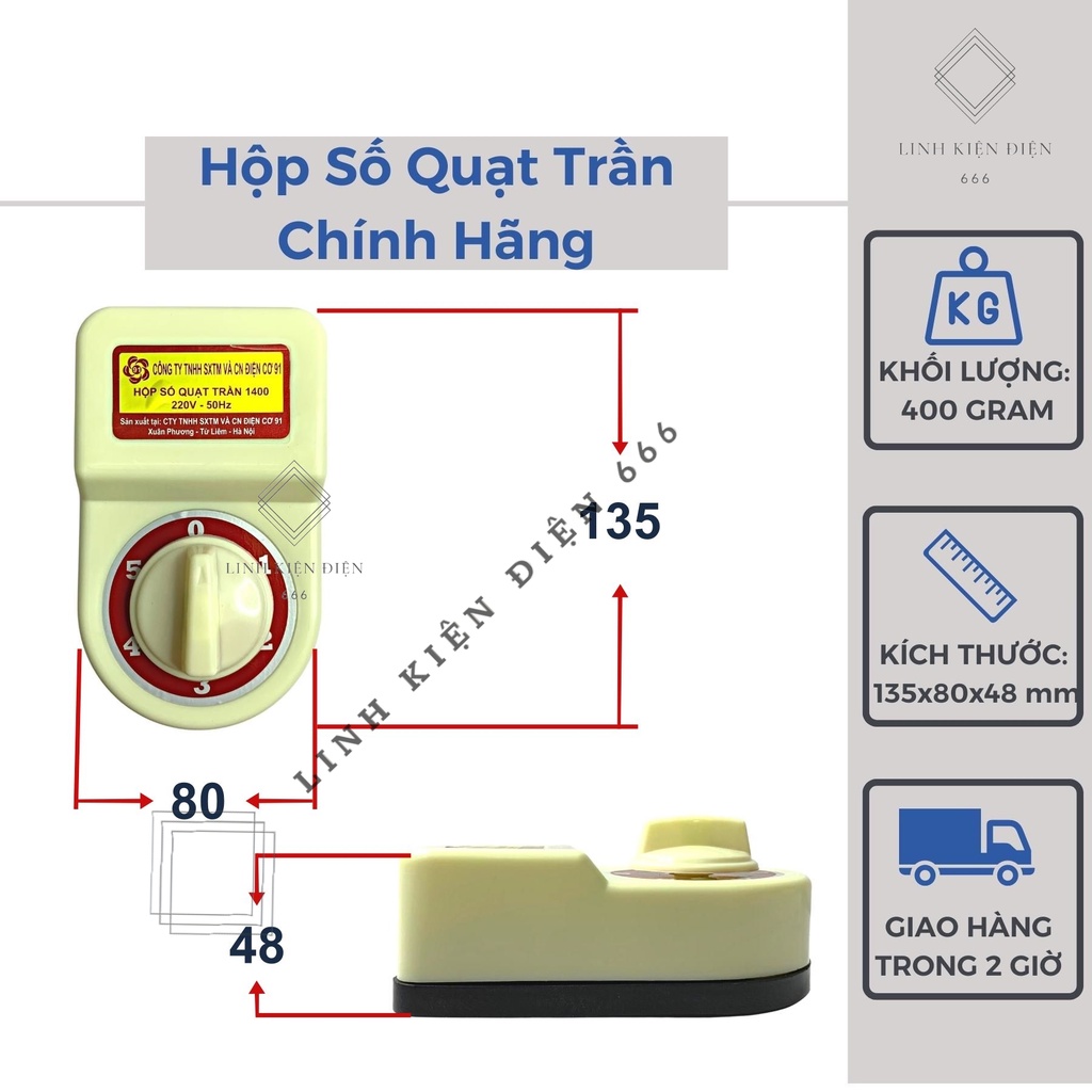Hộp Số Quạt Trần Điện Cơ 5 Cấp 1400 220V 50Hz Công Tắc Quạt Trần HSQTDC91