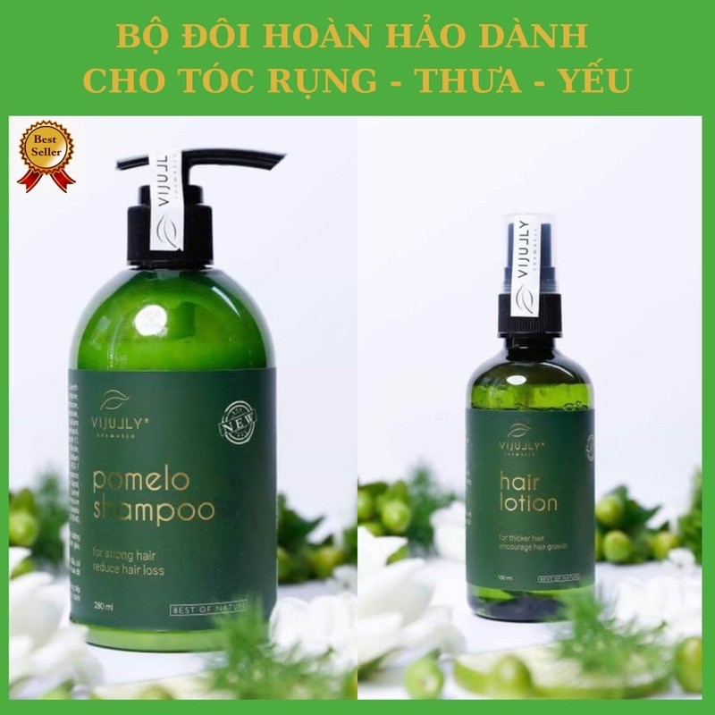 Dầu gội bưởi + Tinh dầu bưởi dưỡng tóc Vi Jylly - tóc chắc khoẻ, dày và dài hơn