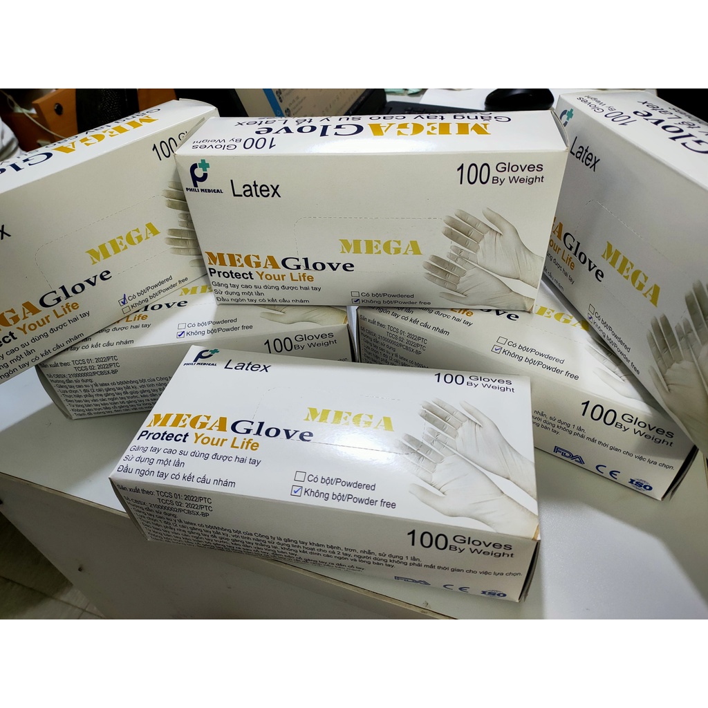 Găng tay cao su y tế Mega latex không bột